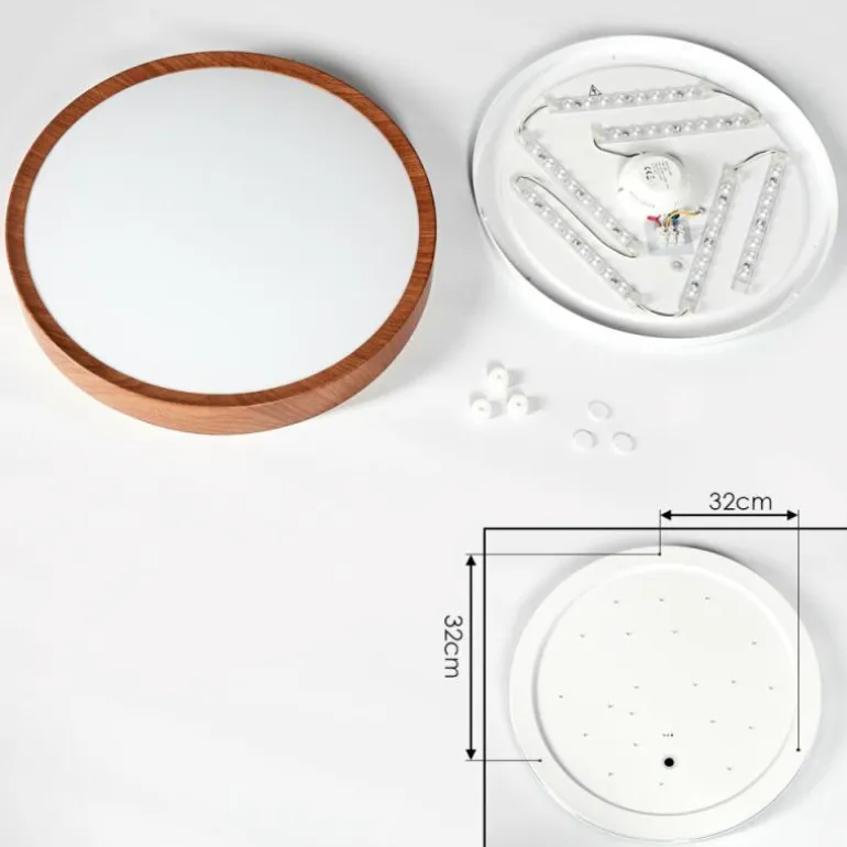 Plafonnier Nexo LED Couleur bois, Blanc, 1 lumière