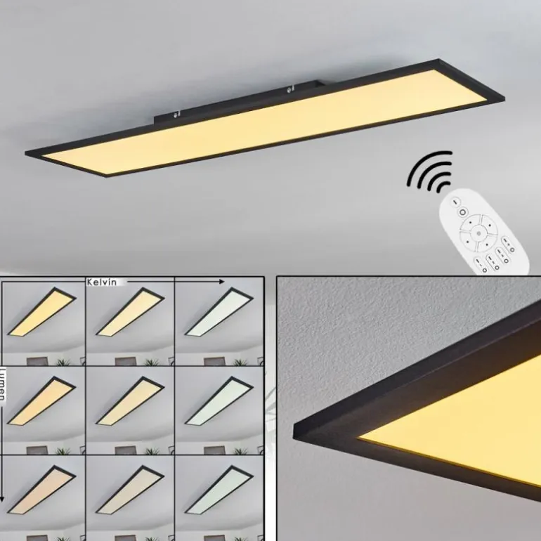 Plafonnier Nexo LED Noir, 1 lumière, Télécommandes