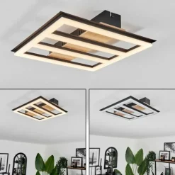 Plafonnier Nganbeto LED Couleur bois, Noir, 1 lumière