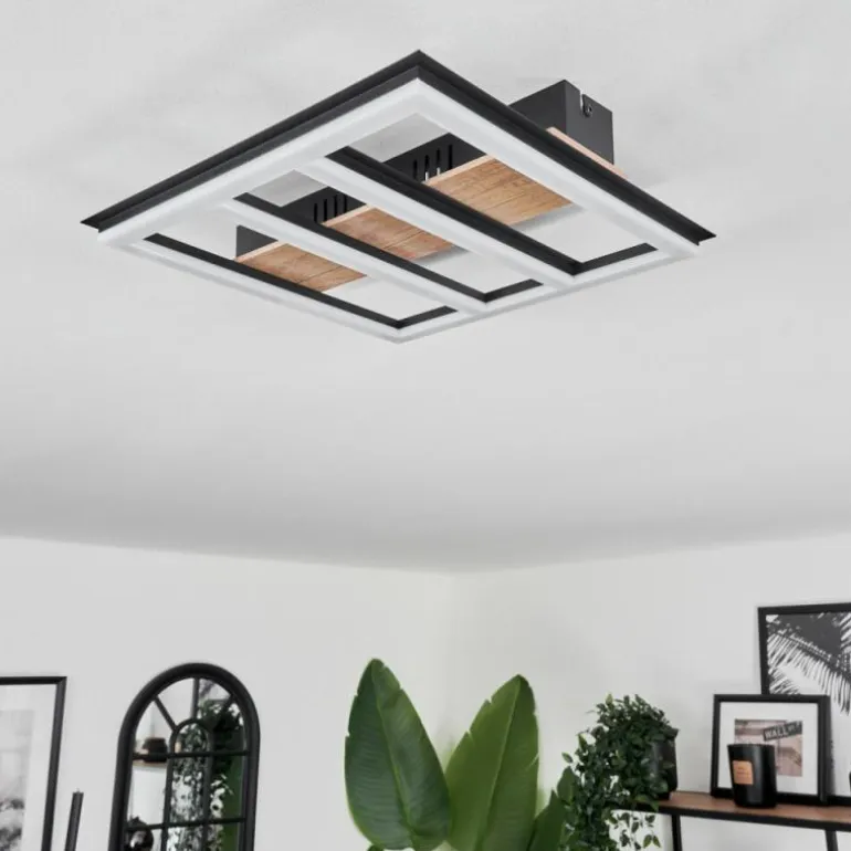 Plafonnier Nganbeto LED Couleur bois, Noir, 1 lumière