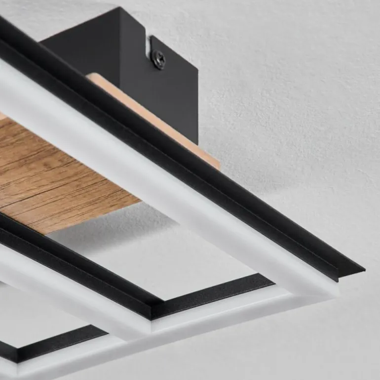 Plafonnier Nganbeto LED Couleur bois, Noir, 1 lumière