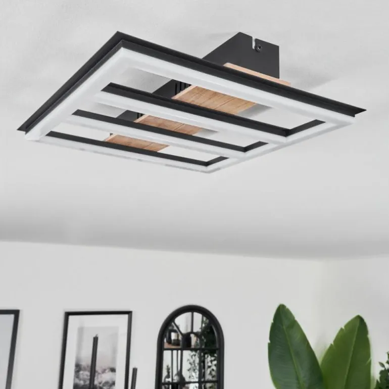 Plafonnier Nganbeto LED Couleur bois, Noir, 1 lumière