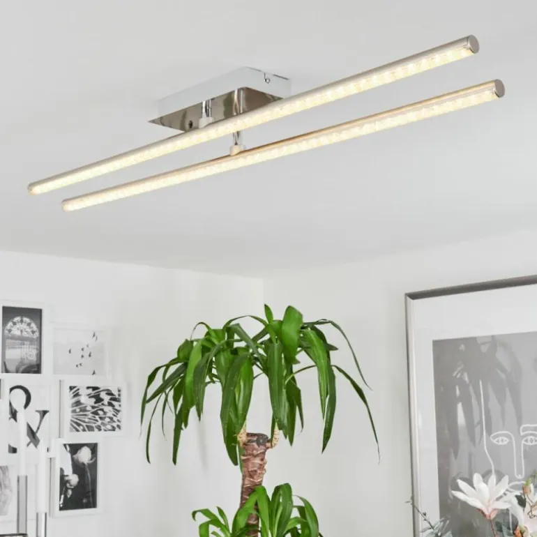 Plafonnier Noppa LED Chrome, Nickel mat, 2 lumières, Télécommandes, Changeur de couleurs