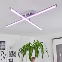 Plafonnier Noppa LED Chrome, Nickel mat, 2 lumières, Télécommandes, Changeur de couleurs