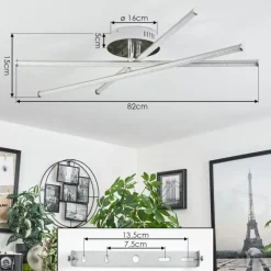 Plafonnier Noppa LED Chrome, Nickel mat, 3 lumières, Télécommandes, Changeur de couleurs