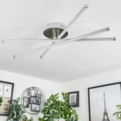 Plafonnier Noppa LED Chrome, Nickel mat, 3 lumières, Télécommandes, Changeur de couleurs