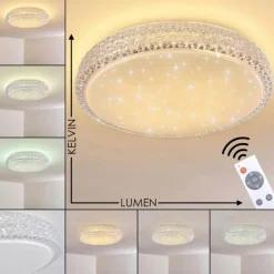 Plafonnier Norra LED Blanc, 1 lumière, Télécommandes