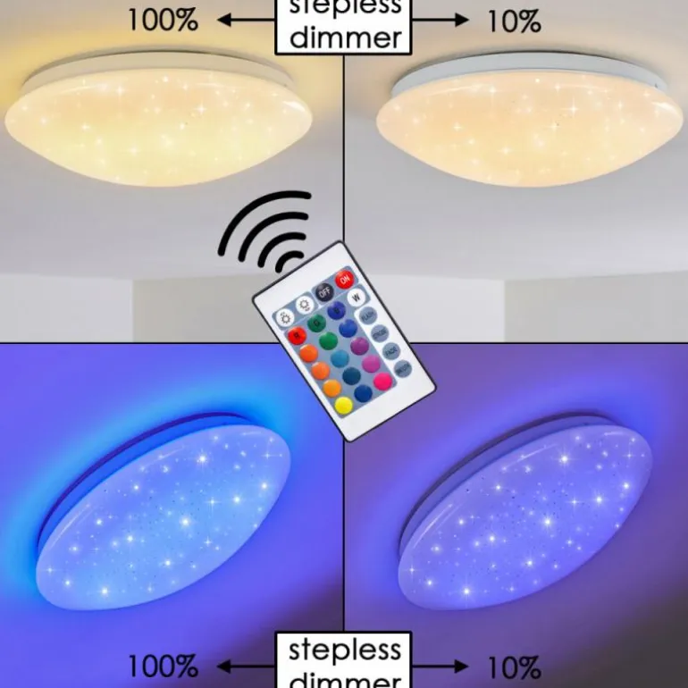 Plafonnier Norton Star LED Blanc, 1 lumière, Télécommandes, Changeur de couleurs