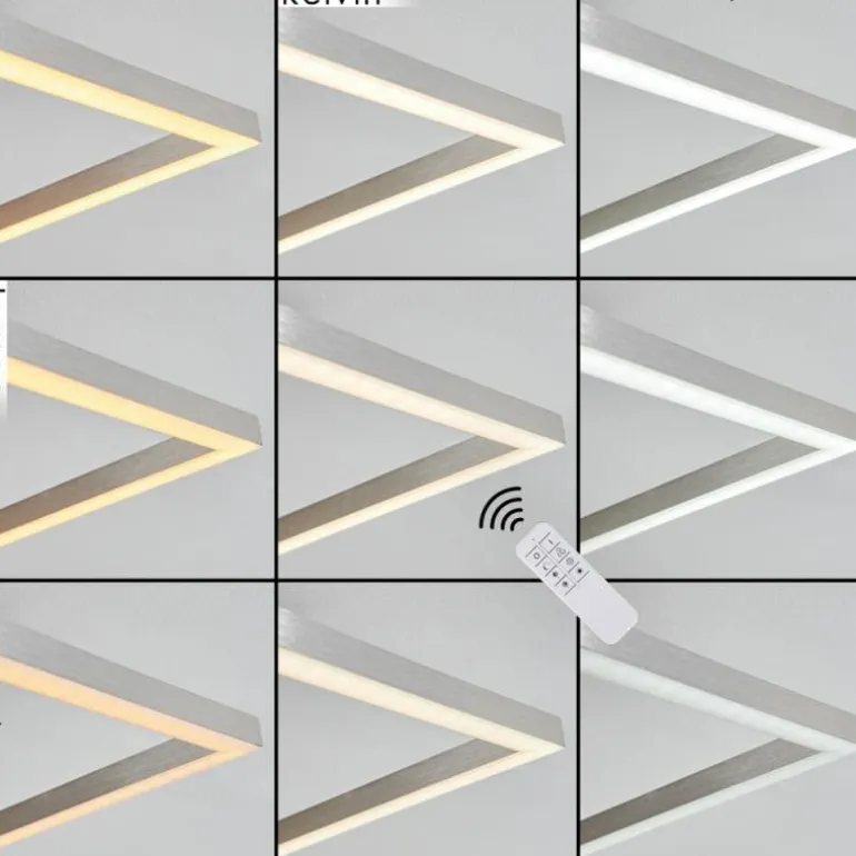 Plafonnier Oberegg LED Chrome, Nickel mat, 1 lumière, Télécommandes