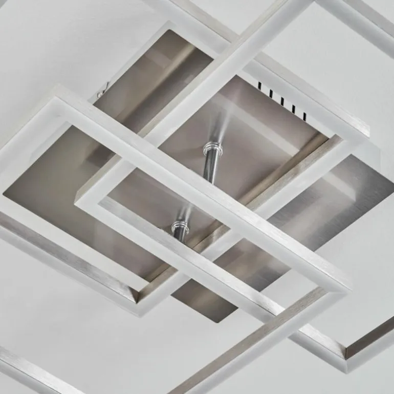 Plafonnier Oberegg LED Chrome, Nickel mat, 1 lumière, Télécommandes