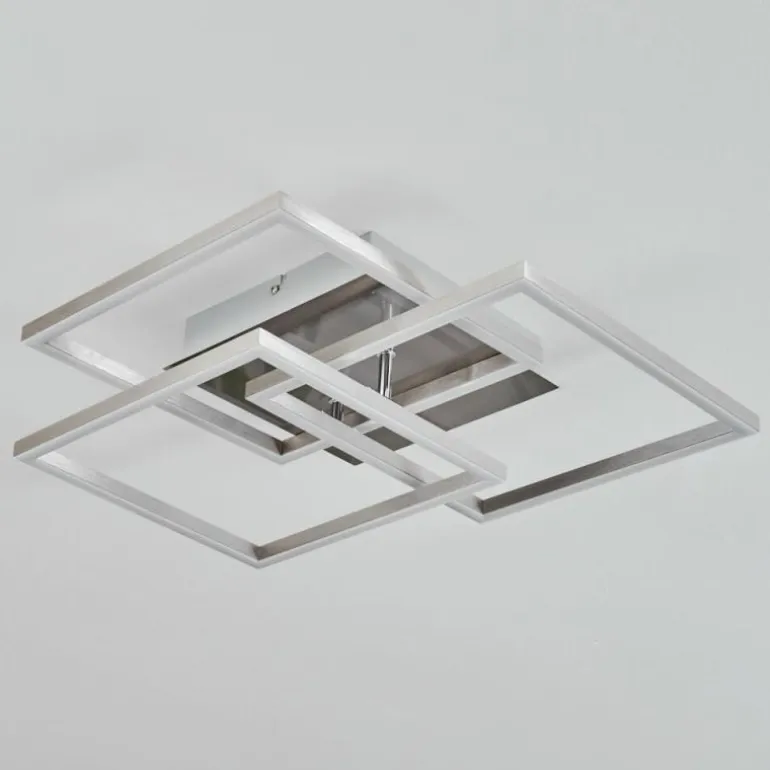 Plafonnier Oberegg LED Chrome, Nickel mat, 1 lumière, Télécommandes