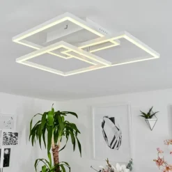 Plafonnier Oberegg LED Chrome, Blanc, 1 lumière, Télécommandes