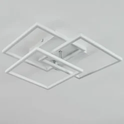 Plafonnier Oberegg LED Chrome, Blanc, 1 lumière, Télécommandes