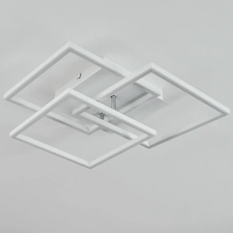 Plafonnier Oberegg LED Chrome, Blanc, 1 lumière, Télécommandes