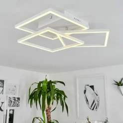Plafonnier Oberegg LED Chrome, Blanc, 1 lumière, Télécommandes