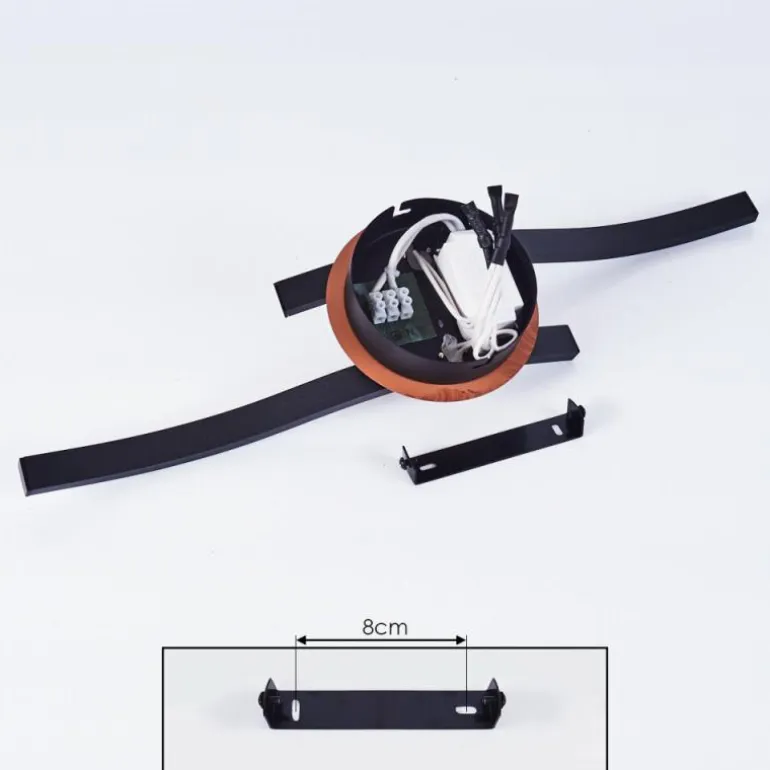 Plafonnier Odda LED Couleur bois, Noir, 2 lumières
