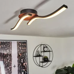 Plafonnier Odda LED Couleur bois, Noir, 2 lumières