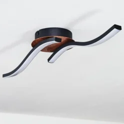 Plafonnier Odda LED Couleur bois, Noir, 2 lumières