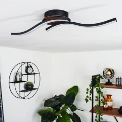 Plafonnier Odda LED Couleur bois, Noir, 2 lumières