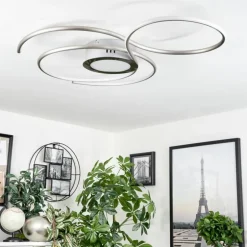 Plafonnier Olok LED Argenté, Blanc, 1 lumière, Télécommandes