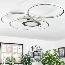 Plafonnier Olok LED Argenté, Blanc, 1 lumière, Télécommandes