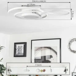 Plafonnier Olok LED Blanc, 1 lumière, Télécommandes