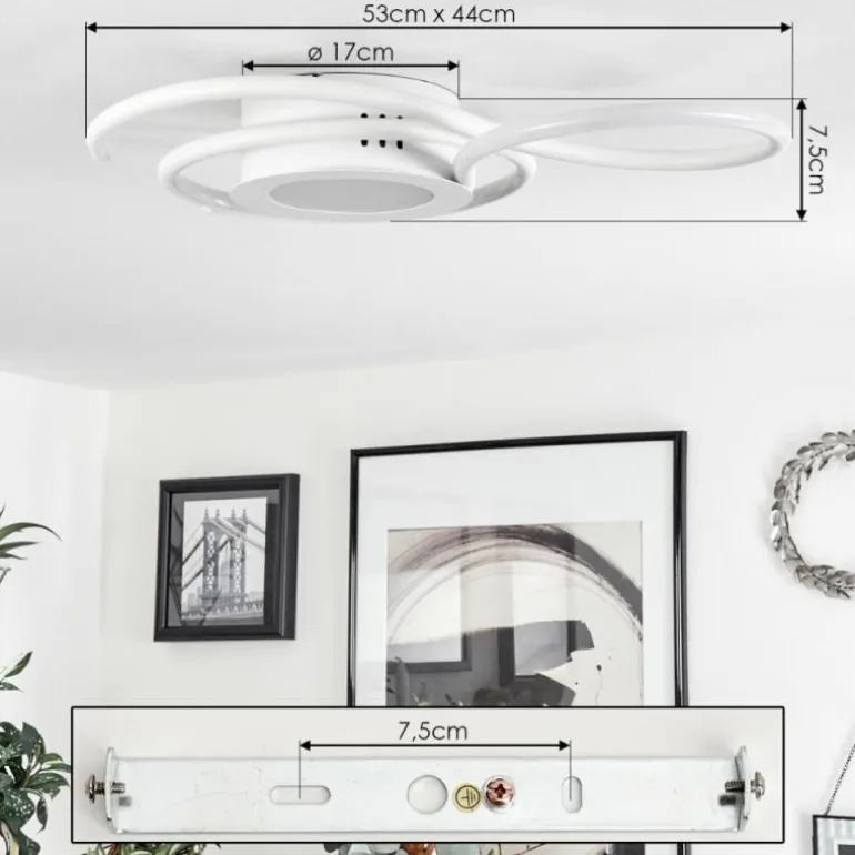 Plafonnier Olok LED Blanc, 1 lumière, Télécommandes