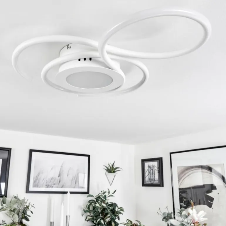 Plafonnier Olok LED Blanc, 1 lumière, Télécommandes