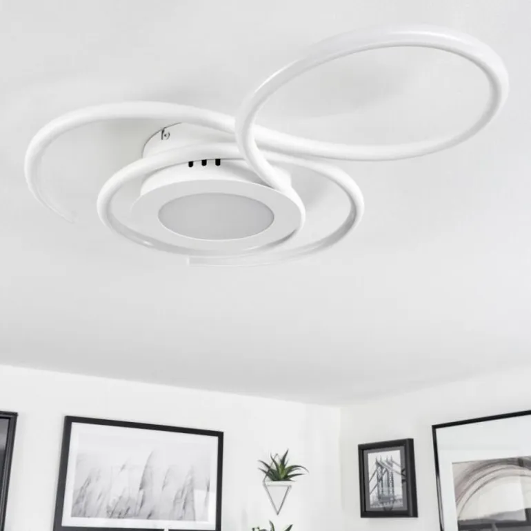 Plafonnier Olok LED Blanc, 1 lumière, Télécommandes