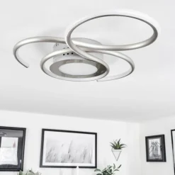Plafonnier Olok LED Nickel mat, 1 lumière, Télécommandes