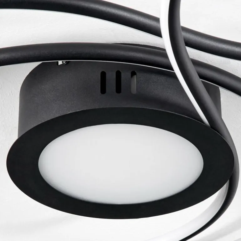 Plafonnier Olok LED Noir, 1 lumière, Télécommandes