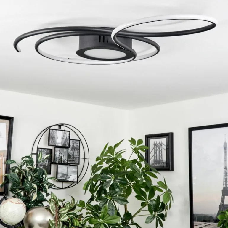 Plafonnier Olok LED Noir, 1 lumière, Télécommandes
