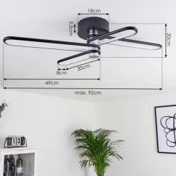 Plafonnier Olul LED Noir, Blanc, 2 lumières