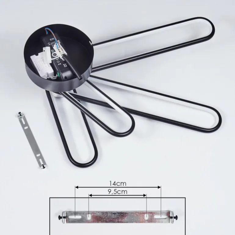 Plafonnier Olul LED Noir, Blanc, 2 lumières