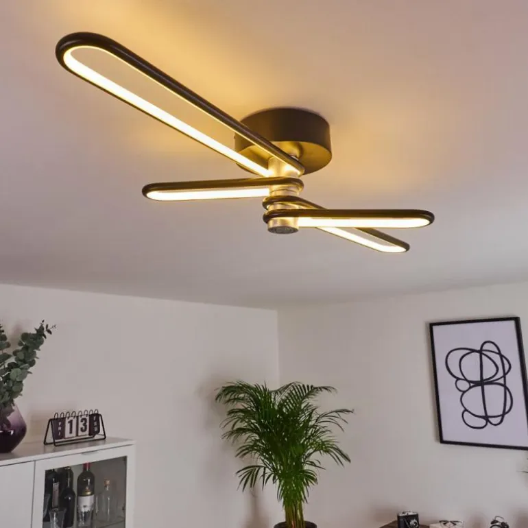 Plafonnier Olul LED Noir, Blanc, 2 lumières