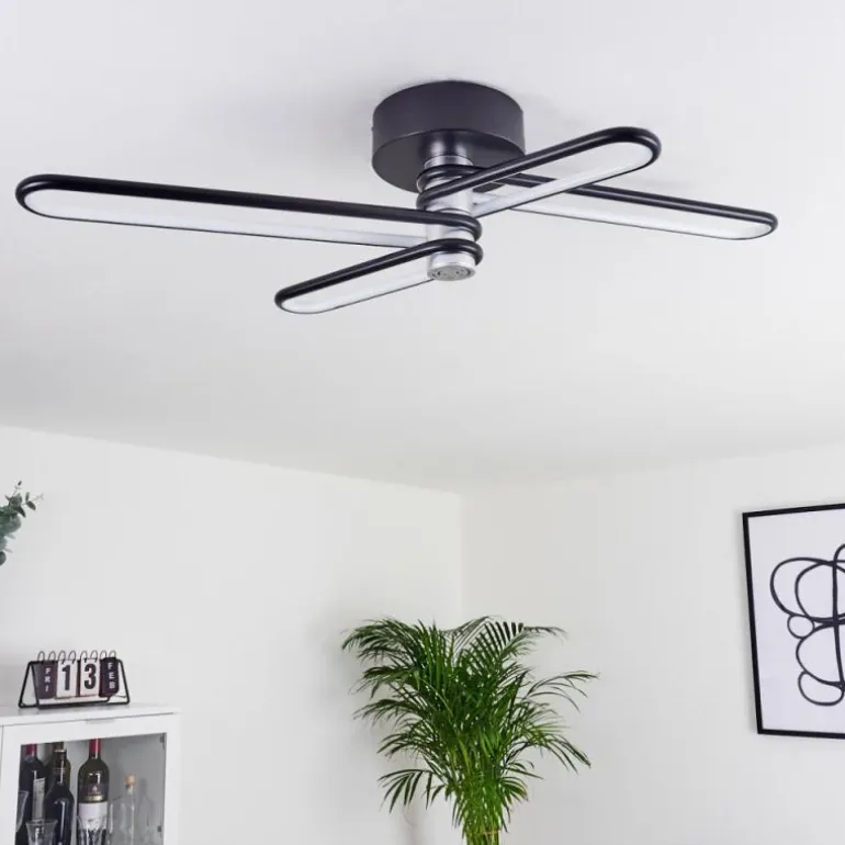 Plafonnier Olul LED Noir, Blanc, 2 lumières