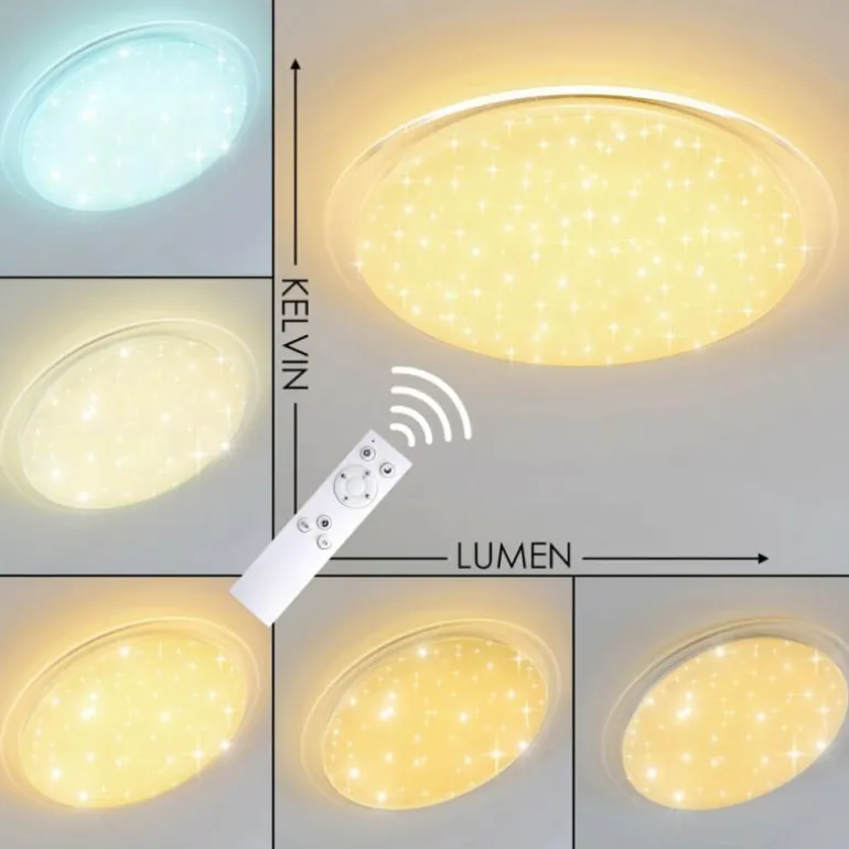 Plafonnier Oranki LED Blanc, 1 lumière, Télécommandes