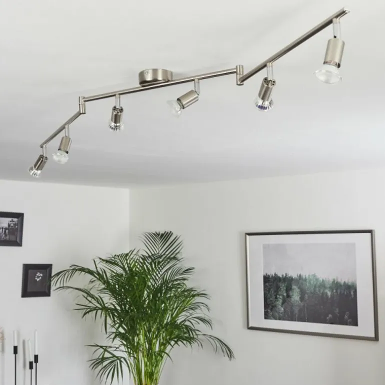 Plafonnier Oula LED Nickel mat, 6 lumières