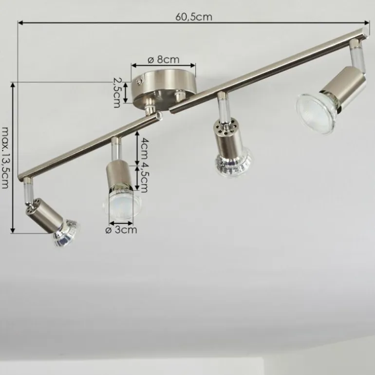 Plafonnier Oula LED Nickel mat, 4 lumières