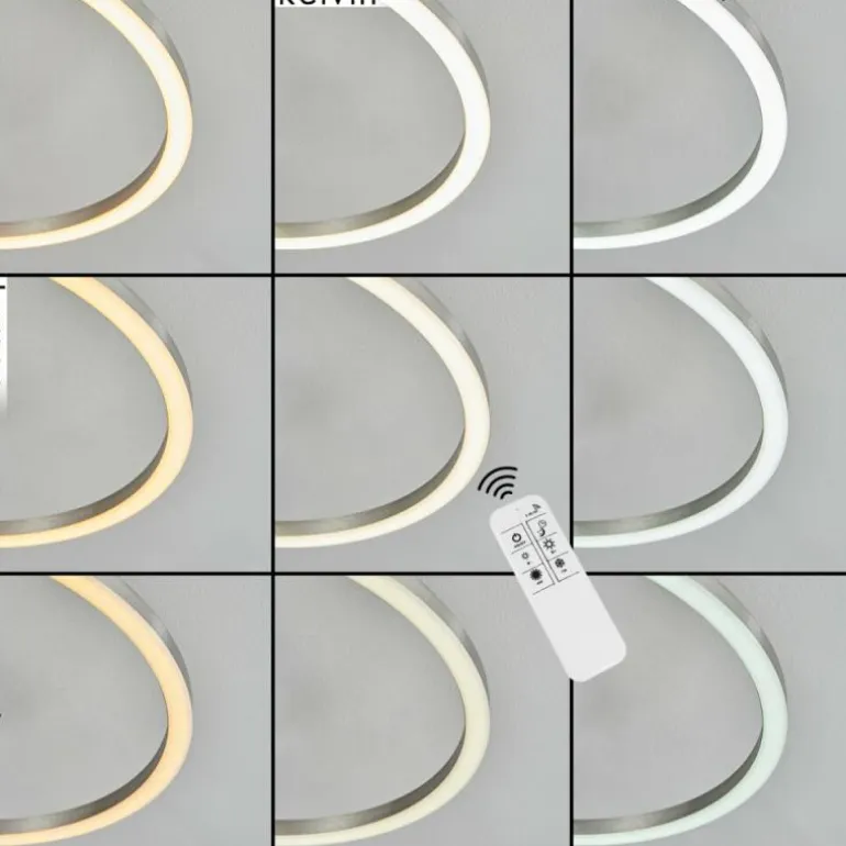 Plafonnier Ovasta LED Nickel mat, 1 lumière, Télécommandes