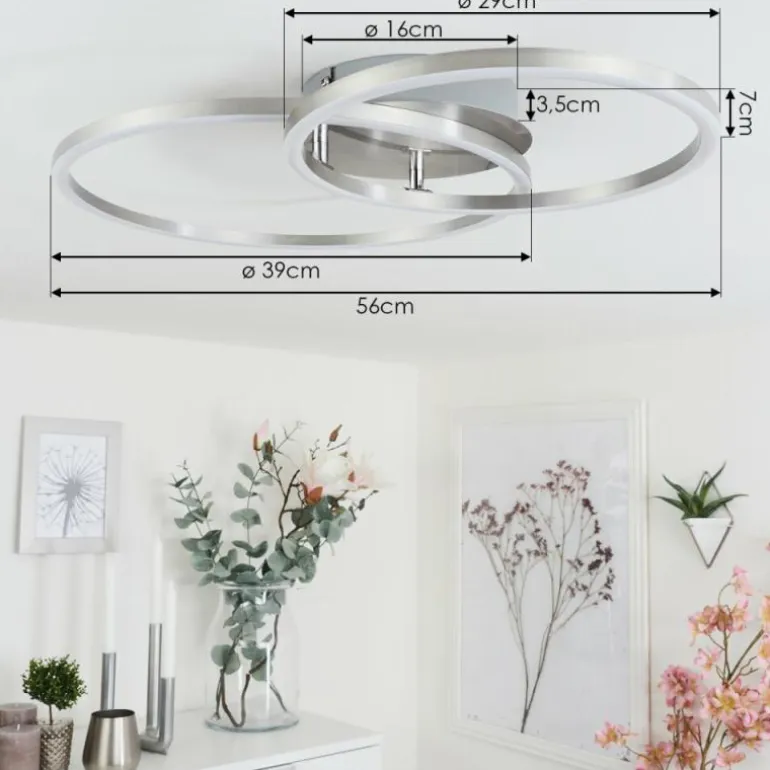 Plafonnier Ovasta LED Nickel mat, 1 lumière, Télécommandes
