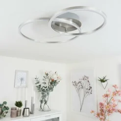 Plafonnier Ovasta LED Nickel mat, 1 lumière, Télécommandes