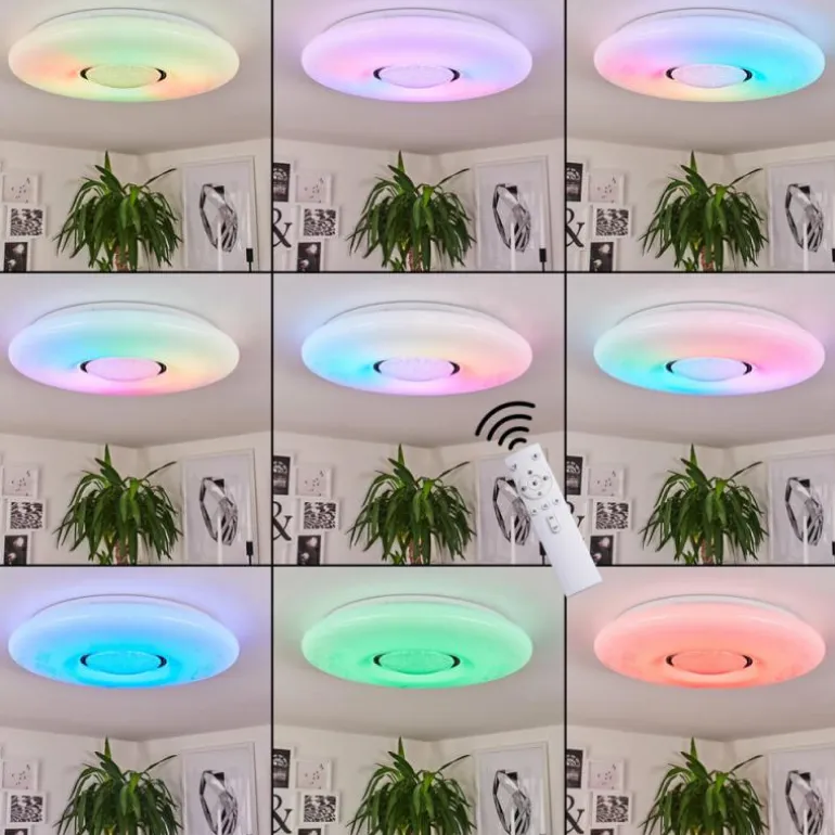 Plafonnier Page LED Blanc, 2 lumières, Télécommandes, Changeur de couleurs
