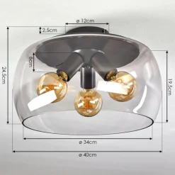 Plafonnier Palibatz Anthracite, 3 lumières