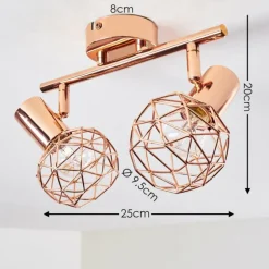 Plafonnier Palmira Cuivre, 2 lumières