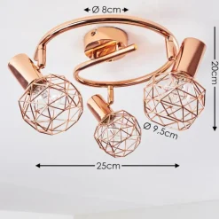 Plafonnier Palmira Cuivre, 3 lumières