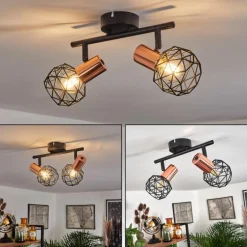 Plafonnier Palmira Cuivre, Noir, 2 lumières