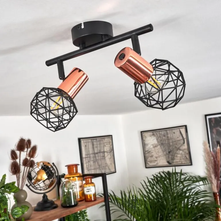 Plafonnier Palmira Cuivre, Noir, 2 lumières