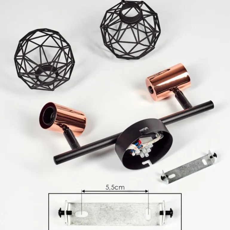 Plafonnier Palmira Cuivre, Noir, 2 lumières