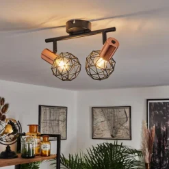 Plafonnier Palmira Cuivre, Noir, 2 lumières